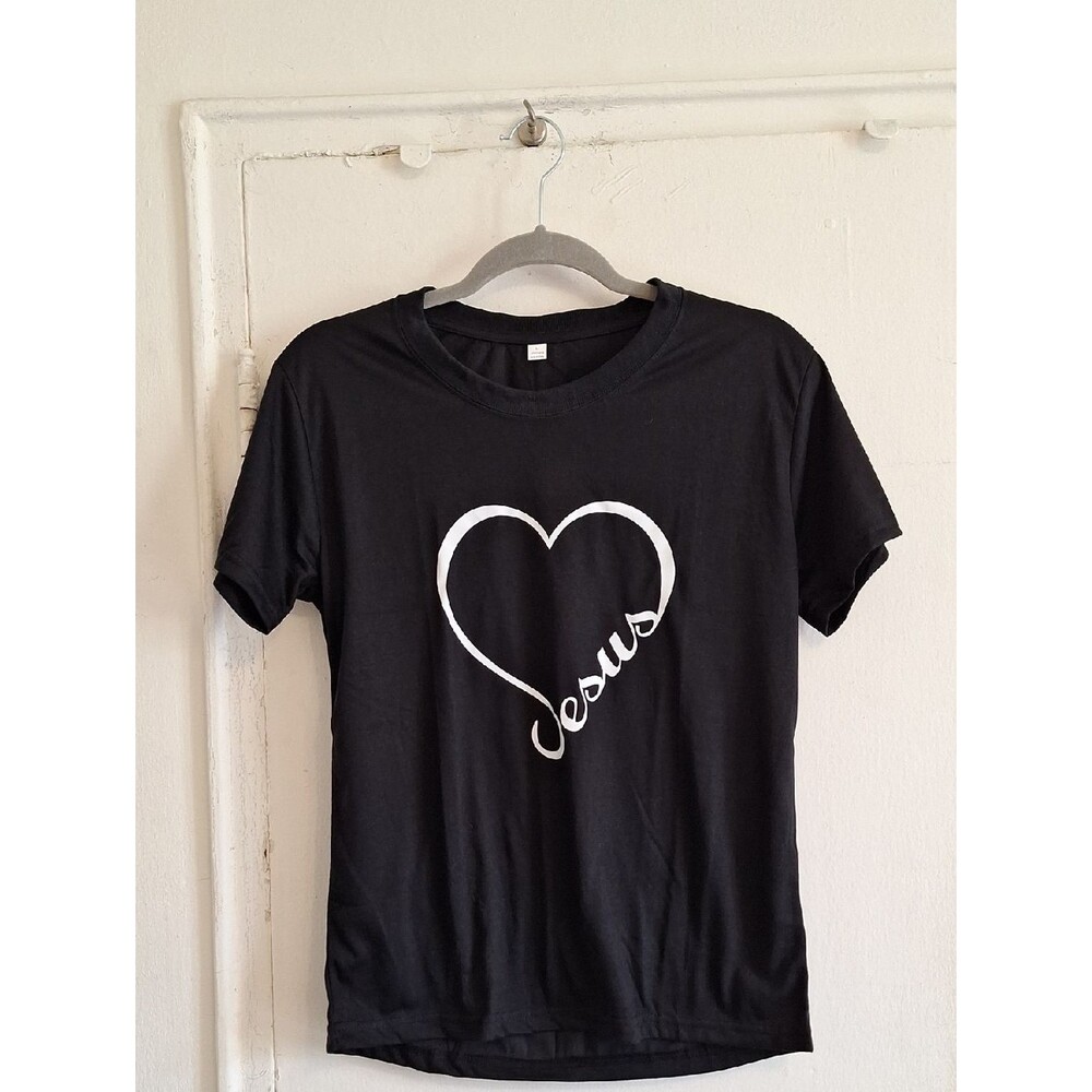 Black 'Jesus' Heart Graphic Tee